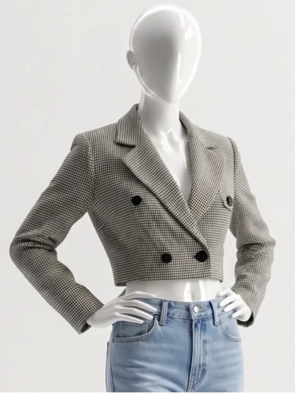 Vtg Leslie Fay Cropped Herringbone Jacket with Faux Pocket Detail Size 14